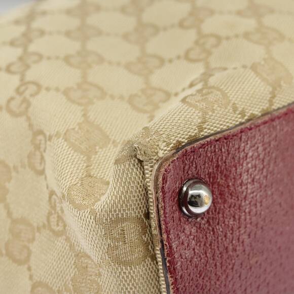 GUCCI GG Canvas Tote Bag Beige Silver Red - Picture 11 of 16